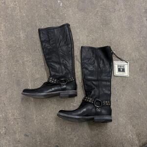 Deadstock Vintage Frye Leather Moto Harness Boots